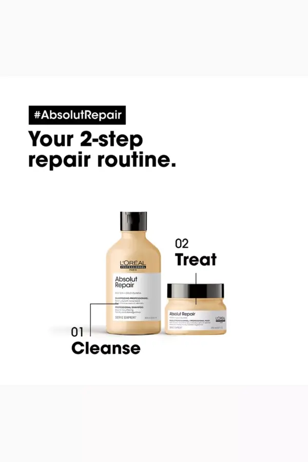 L΄Oreal Professionnel Serie Expert Absolut Repair (Shampoo 300ml & Mask 250ml) لوريال بروفيشنال مجموعة العناية بالشعر - Image 5