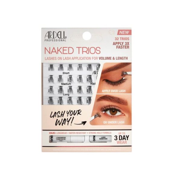 ARDELL NAKED TRIOS 32-COUNT WITH DUO LONG WEAR LASH GLUE + REMOVER أرديل مجموعة رموش اصطناعية للعيون