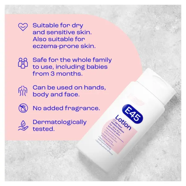 E45 Dermatological Moisturising Lotion 200 ml لوشن مرطب للبشرة - Image 4