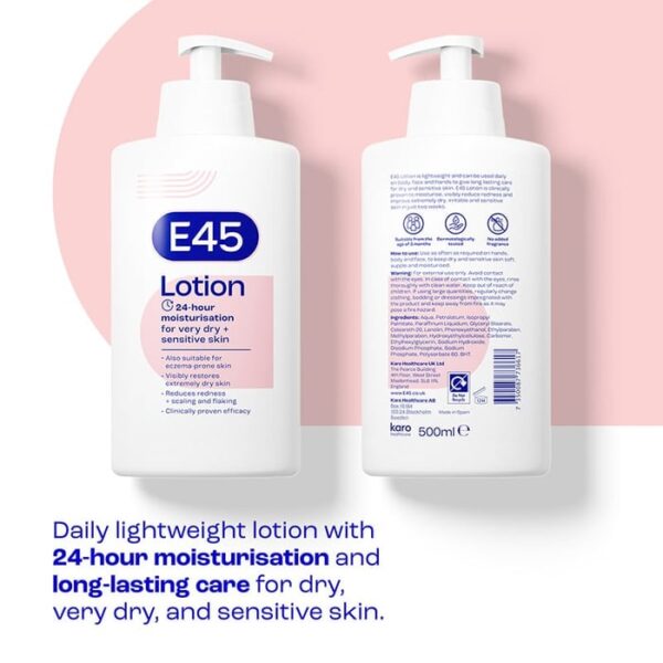 E45 Dermatological Moisturising Lotion 500 ml لوشن مرطب للبشرة - Image 2