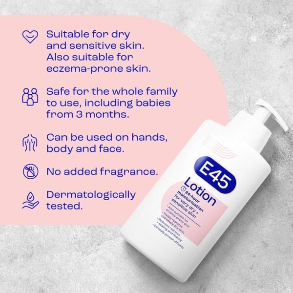 E45 Dermatological Moisturising Lotion 500 ml لوشن مرطب للبشرة - Image 4