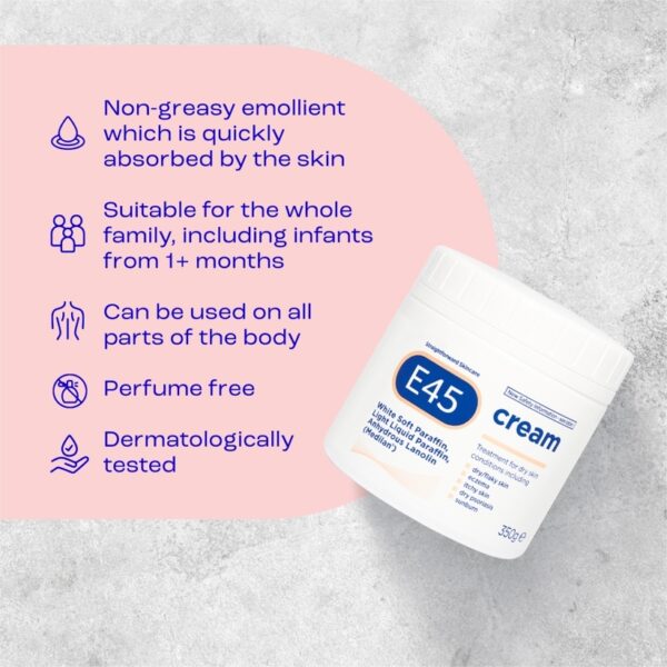 E45 Cream 350g كريم مرطب للبشرة - Image 2
