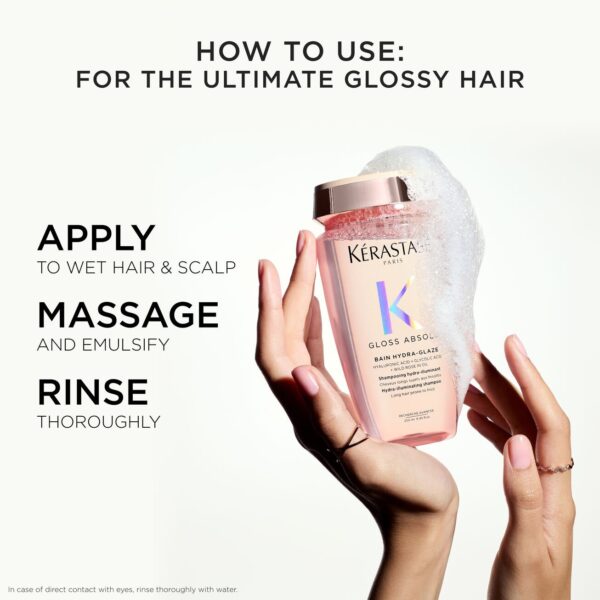 KÉRASTASE GLOSS ABSOLU BAIN HYDRA-GLAZE ILLUMINATING SHAMPOO 250ml كريستاس شامبو للشعر - Image 9