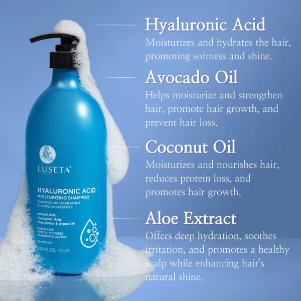 LUSETA Hyaluronic Acid Moisturizing Shampoo 500ml شامبو مرطب بحمض الهيالورونيك - Image 5