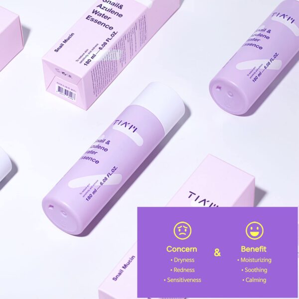 TIA'M Snail & Azulene Water Essence 180ml أيسنس للبشرة خلاصة ماء الحلزون والأزولين - Image 4
