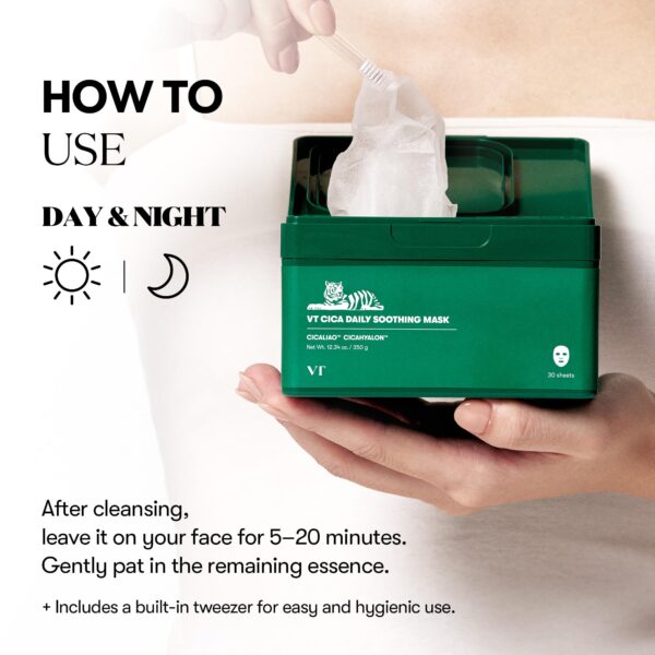 VT COSMETICS CICA Daily Soothing Mask 30 Sheets ماسكات ورقية للبشرة - Image 5
