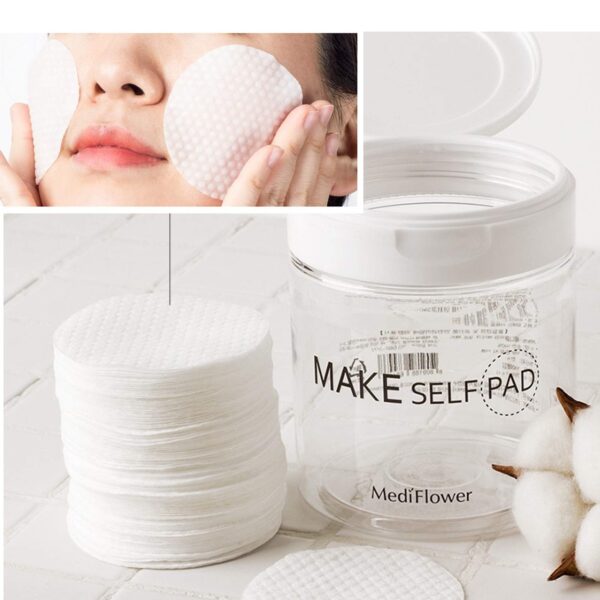 MEDIFLOWER Makeup Pad Pure Cotton 130p Set بادات قطنية للبشرة - Image 3