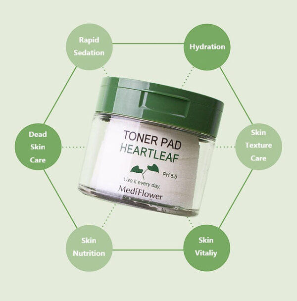 MEDIFLOWER HeartLeaf Toner Pad 60pad بادات تونر للبشرة - Image 5