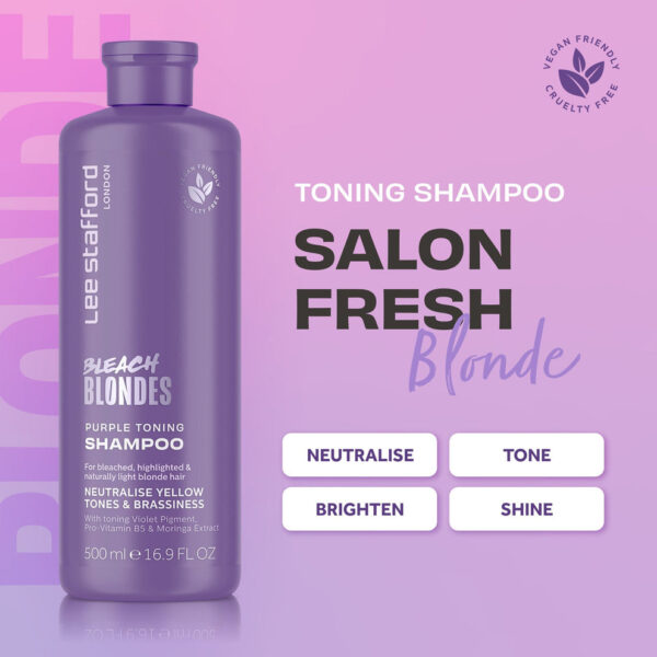 LEE STAFFORD Bleach Blondes Purple Toning Shampoo 500ml شامبو بليتش بلوندز البنفسجي لتلوين الشعر - Image 6