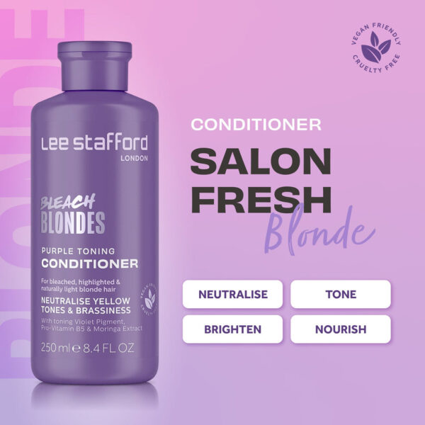 LEE STAFFORD Bleach Blondes Purple Toning Conditioner 500ml بلسم بليتش بلوندز البنفسجي لتلوين الشعر - Image 2