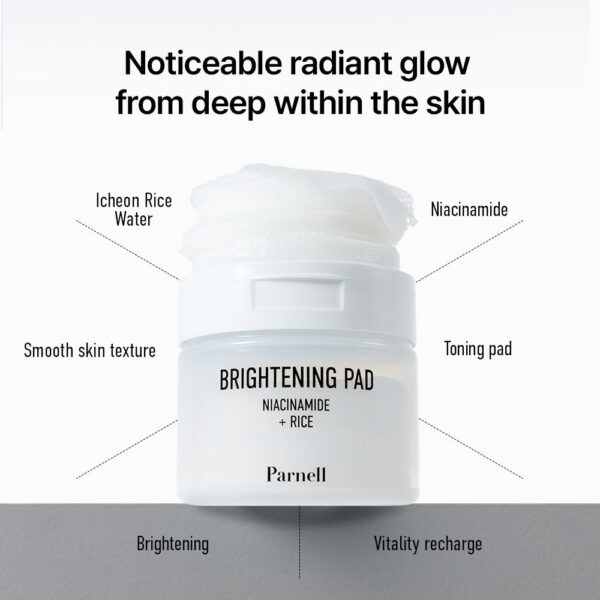 Parnell Niacinamide 1.56 Rice Brightening Pad (80pads) بادات تفتيح البشرة بالارز - Image 4