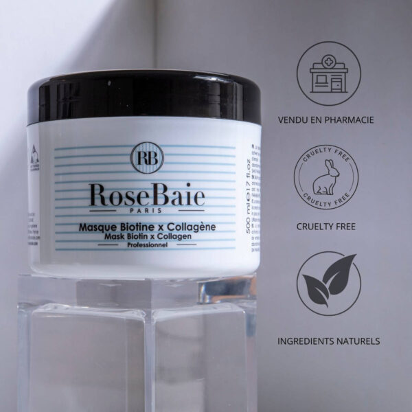 ROSEBAIE BIOTIN AND COLLAGEN MASK REPAIR, GROWTH & RECONSTRUCTION قناع البيوتين والكولاجين لإصلاح ونمو وإعادة بناء الشعر - Image 3