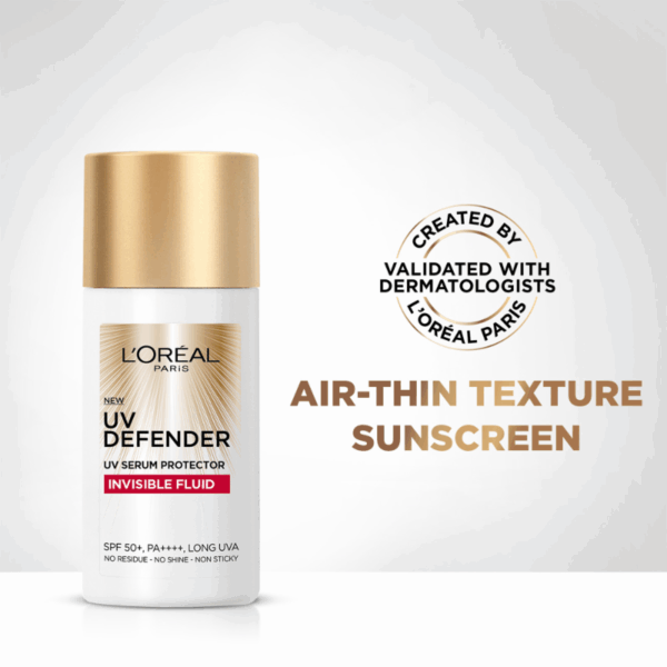 LOREAL PARIS UV Defender Serum Protector Invisible Resist Sunscreen SPF50+ PA++++لوريال سيروم واقي من الأشعة فوق البنفسجية غير مرئي مقاوم للشمس - Image 3