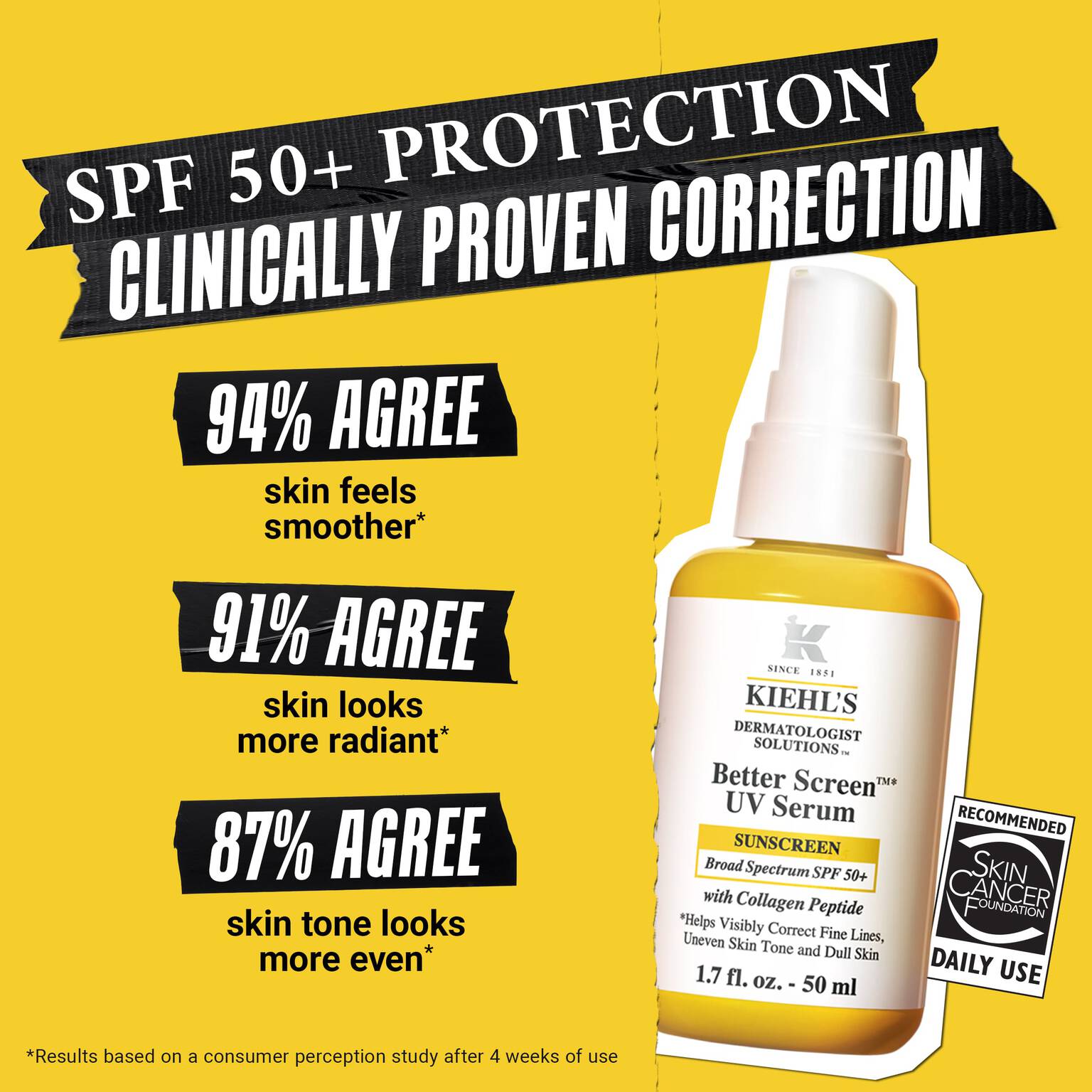 KIEHL'S Better Screen™ UV Serum SPF 50+ Facial Sunscreen with Collagen Peptide 50ml كيلز سيروم واقي من أشعة الشمس - Image 5