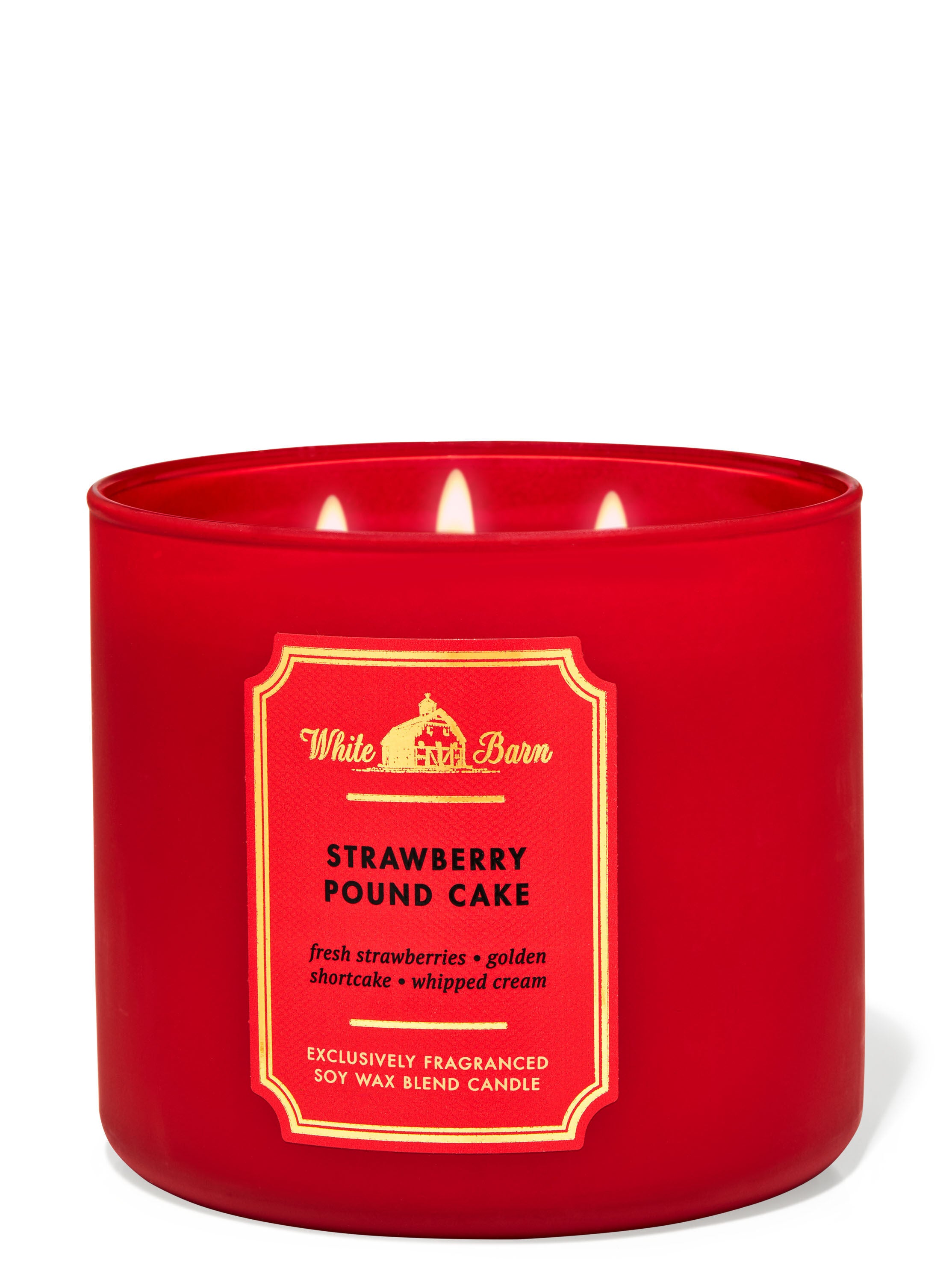 BATH AND BODY WORKS Strawberry Pound Cake 3-Wick Candle شمعة معطرة