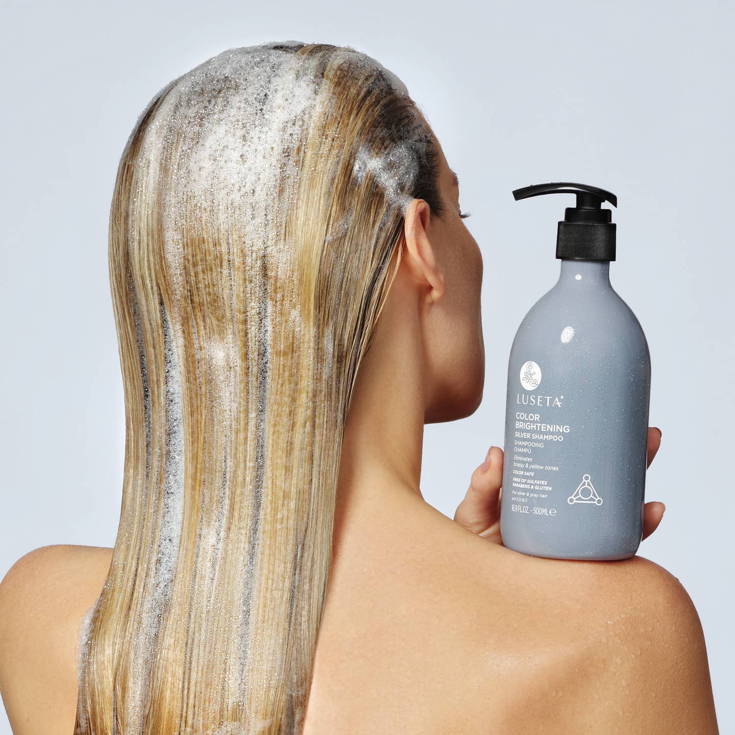 LUSETA Wholesale Color Brightening Silver Shampoo 500ml شامبو للشعر الرمادي - Image 2