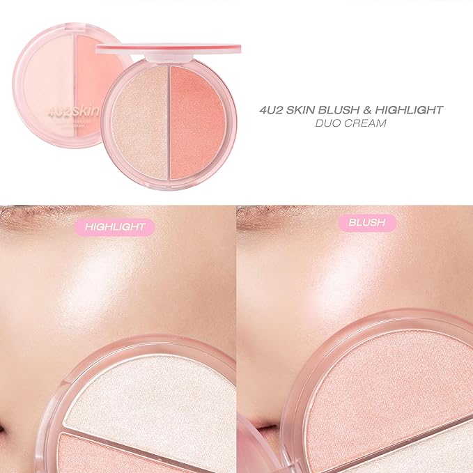 4U2 Skin Blush Highlight Duo Cream كريم ثنائي احمر خدود وهايلايت - Image 4