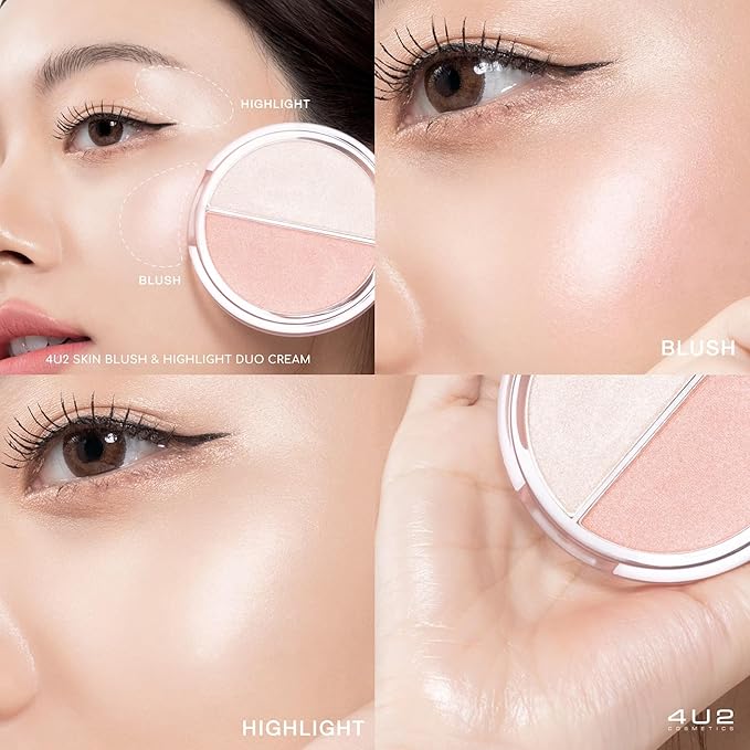 4U2 Skin Blush Highlight Duo Cream كريم ثنائي احمر خدود وهايلايت - Image 6