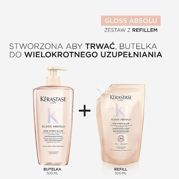 Kérastase Gloss Absolu Hydra-Illuminating Shampoo 500ML REFILL POUCH كريستاس شامبو أعادة تعبئة - Image 5