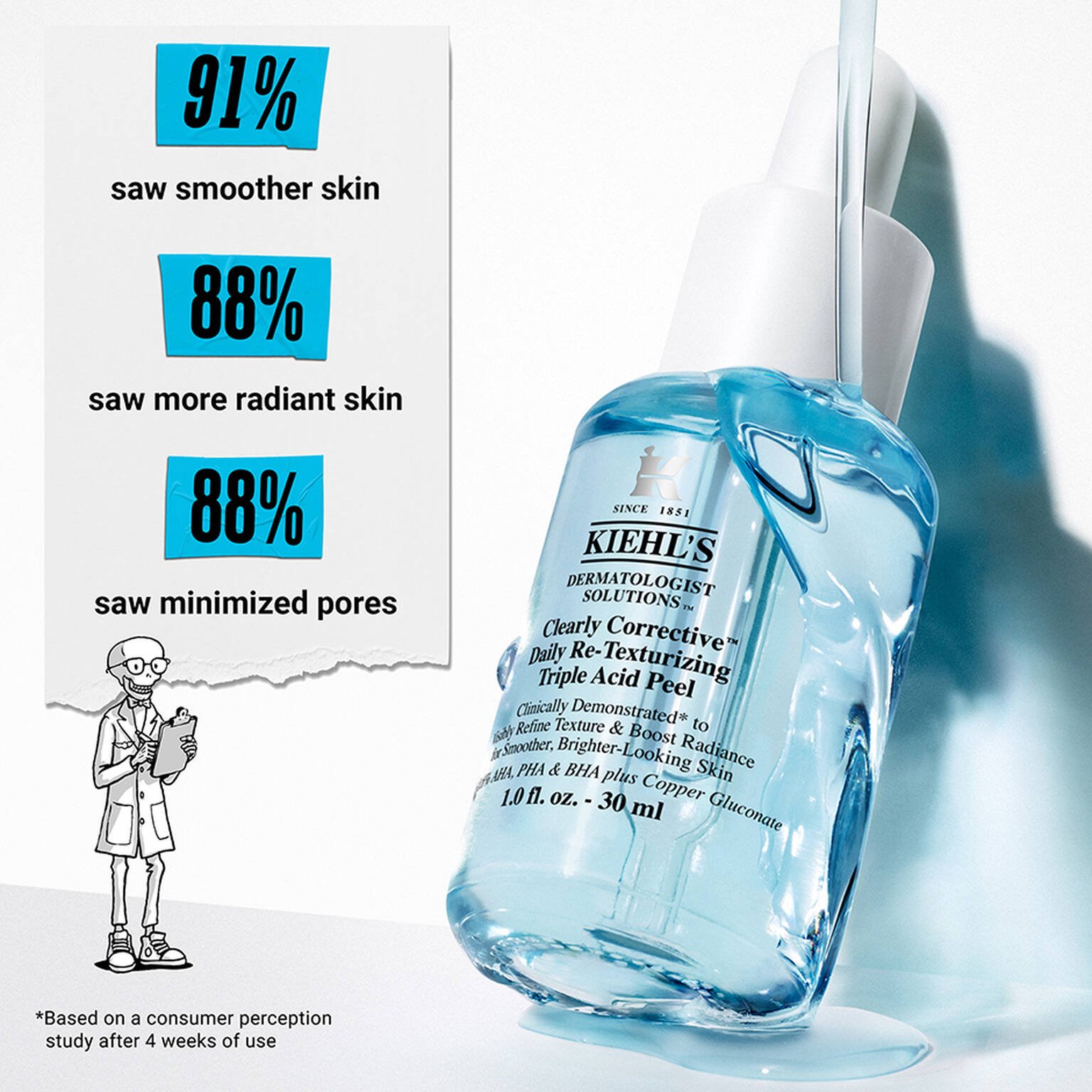 KIEHL'S Clearly Corrective™ Daily Re-Texturizing Triple Acid Peel Serum 30ml كيلز سيروم مقشر للبشرة - Image 5