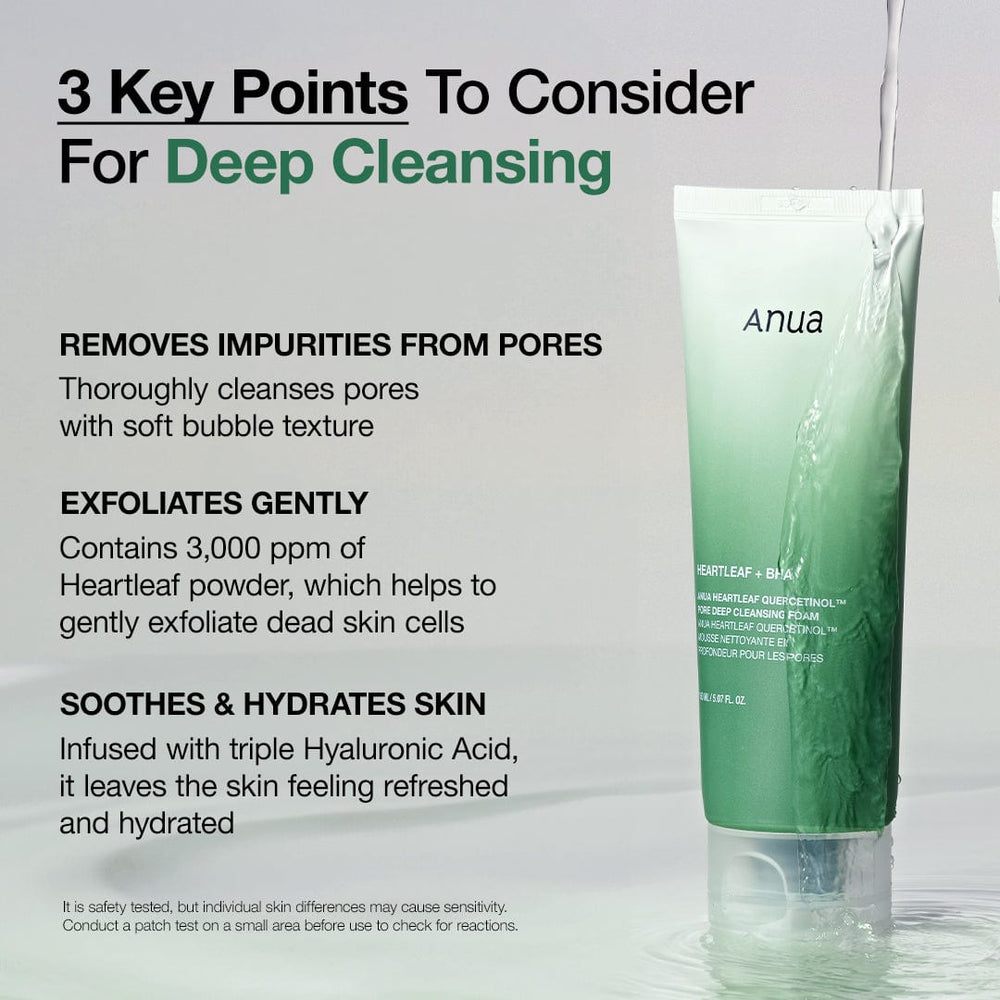 Anua Heartleaf Quercetinol Pore Deep Cleansing Foam 150ml رغوة هارتليف كيرسيتينول لتنظيف المسام بعمق - Image 3