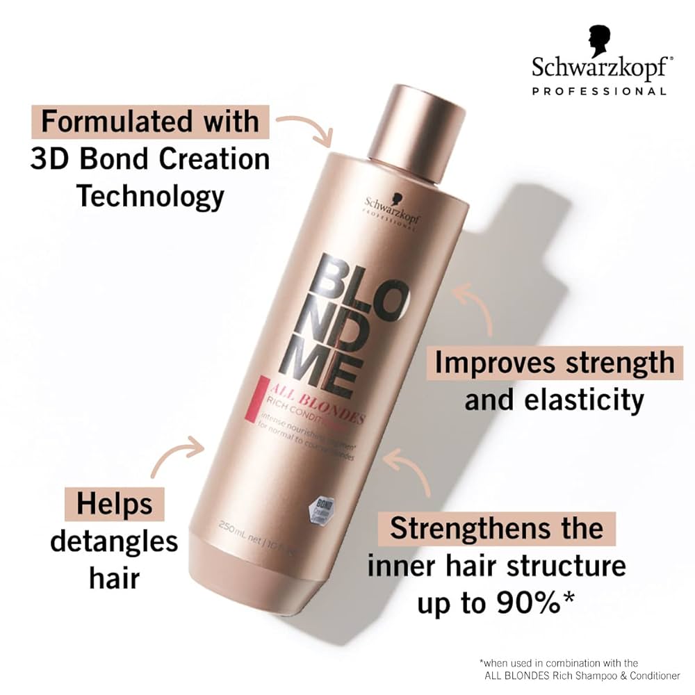 Schwarzkopf BLONDME All Blondes Rich Conditioner بلسم علاج يومي مغذي للشعر الاشقر - Image 2