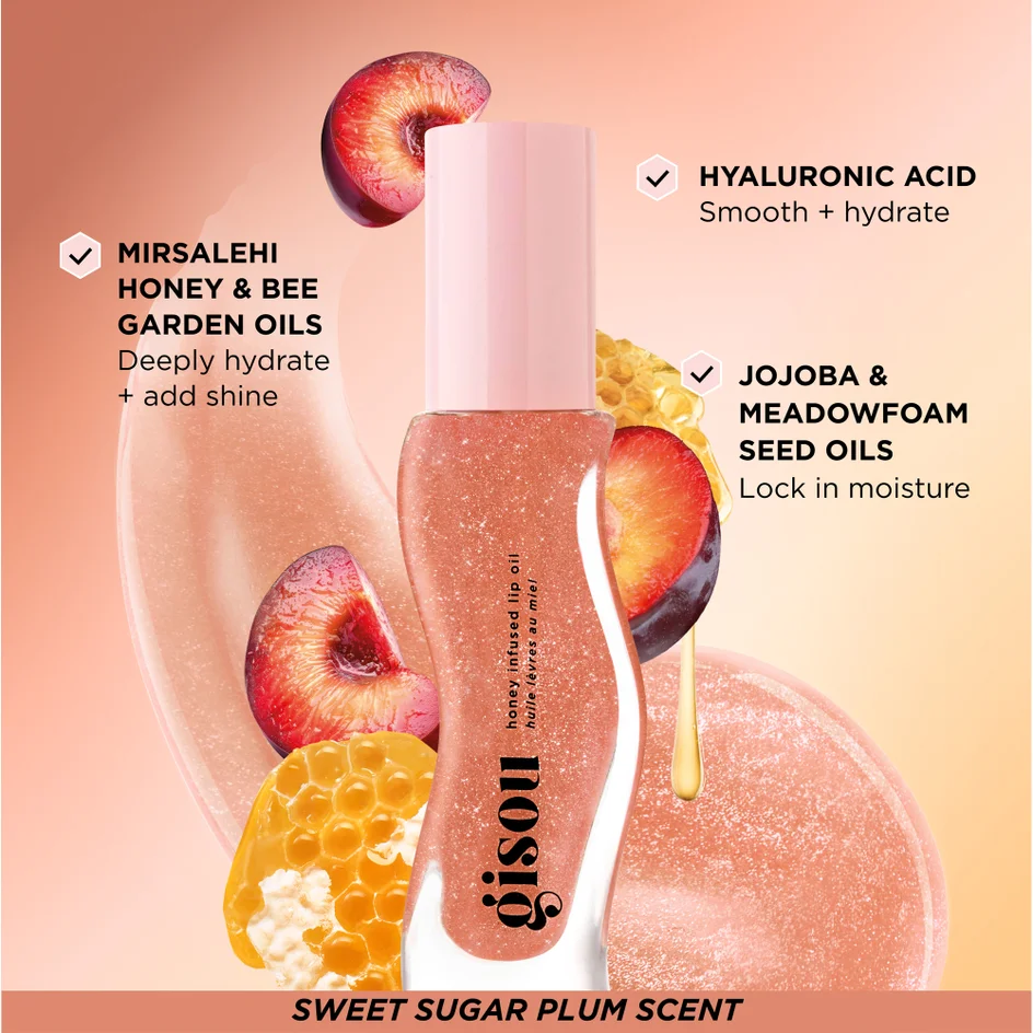 GISOU HONEY INFUSED LIP OIL- GLAZED PLUM جيسو زيت العناية بالشفاه - Image 3