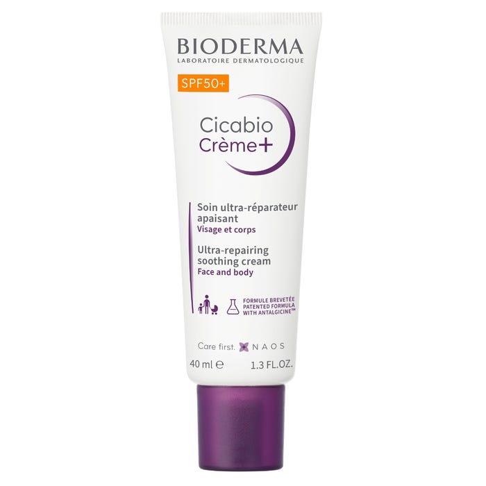 BIODERMA CICABIO CREME+ - Soin Ultra-Réparateur Apaisant SPF50+ 40ml مُرطِب ومهدِئ للغاية بعامل حماية من الشمس - Image 2