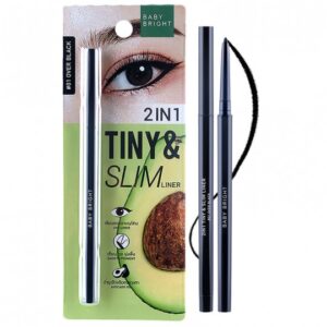 BABY BRIGHT 2 IN 1 TINY & SLIM LINER 01 OVER BLACK بيبي برايت محدد العيون الدقيق الاسود