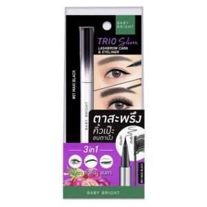BABY BRIGHT TRIO SLIM LASHBROW CARA & EYELINER 2G+0.5ML (M) 01 MAXI BLACK بيبي برايت قلم الحواجب والرموش