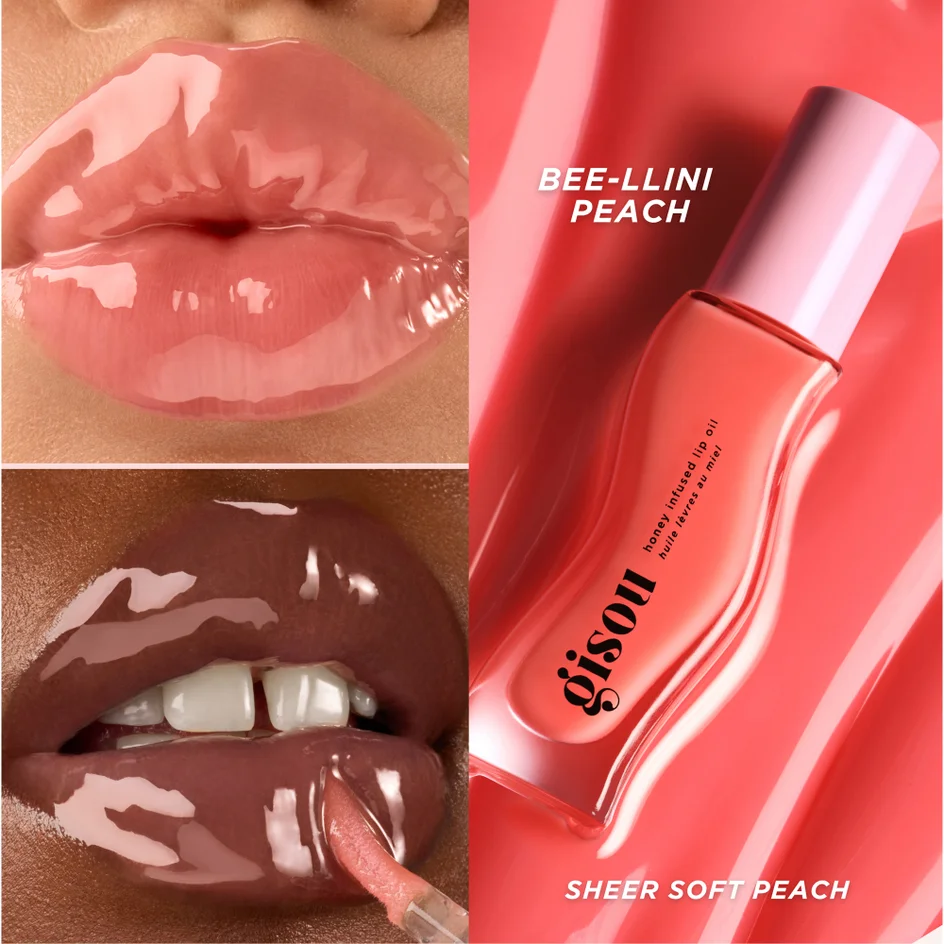 Gisou Honey Infused Lip Oil 8ml - Bee-llini Peach جيسو زيت العناية بالشفاه - Image 4
