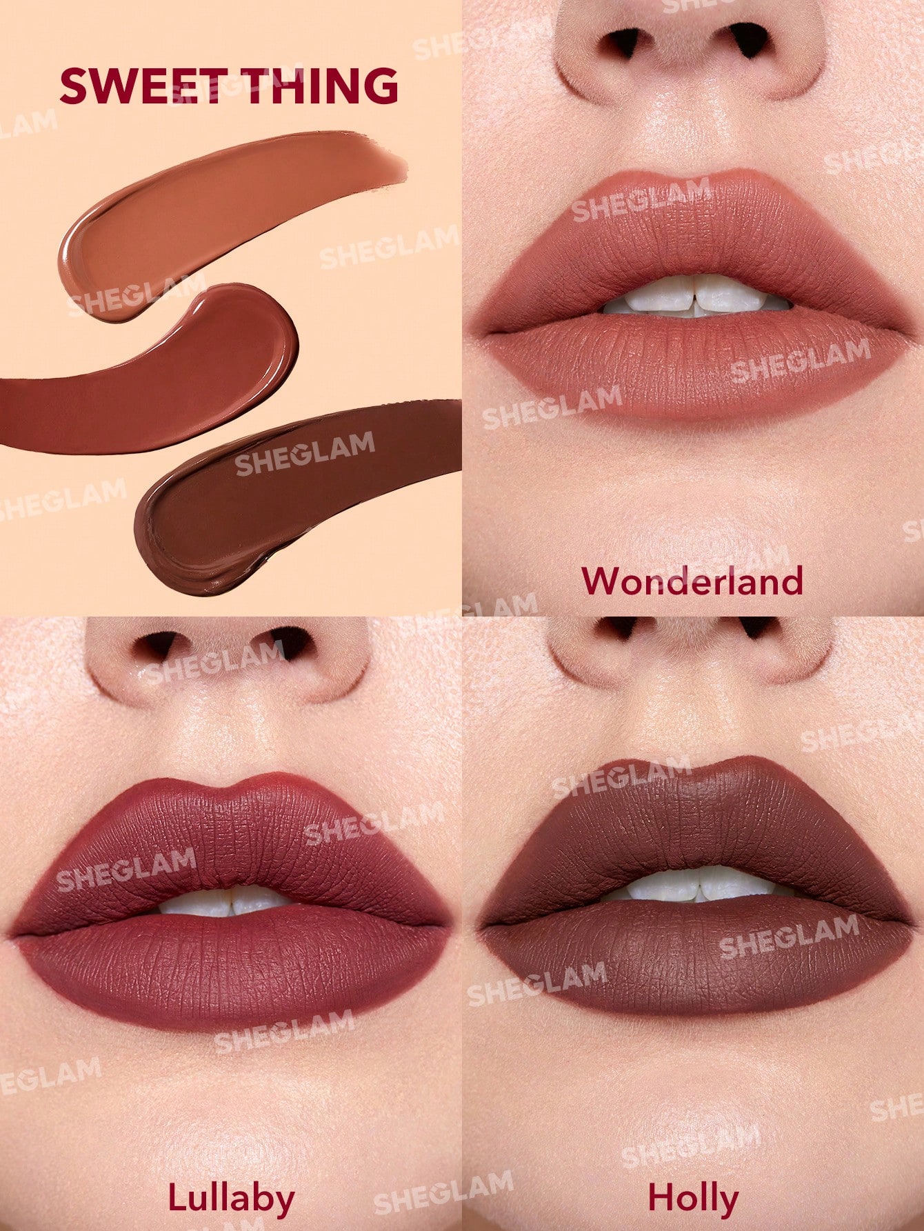 SHEGLAM Matte Allure Mini Liquid Lipstick Set - Sweet Thing سيت احمر شفاه من شيكلام - Image 3