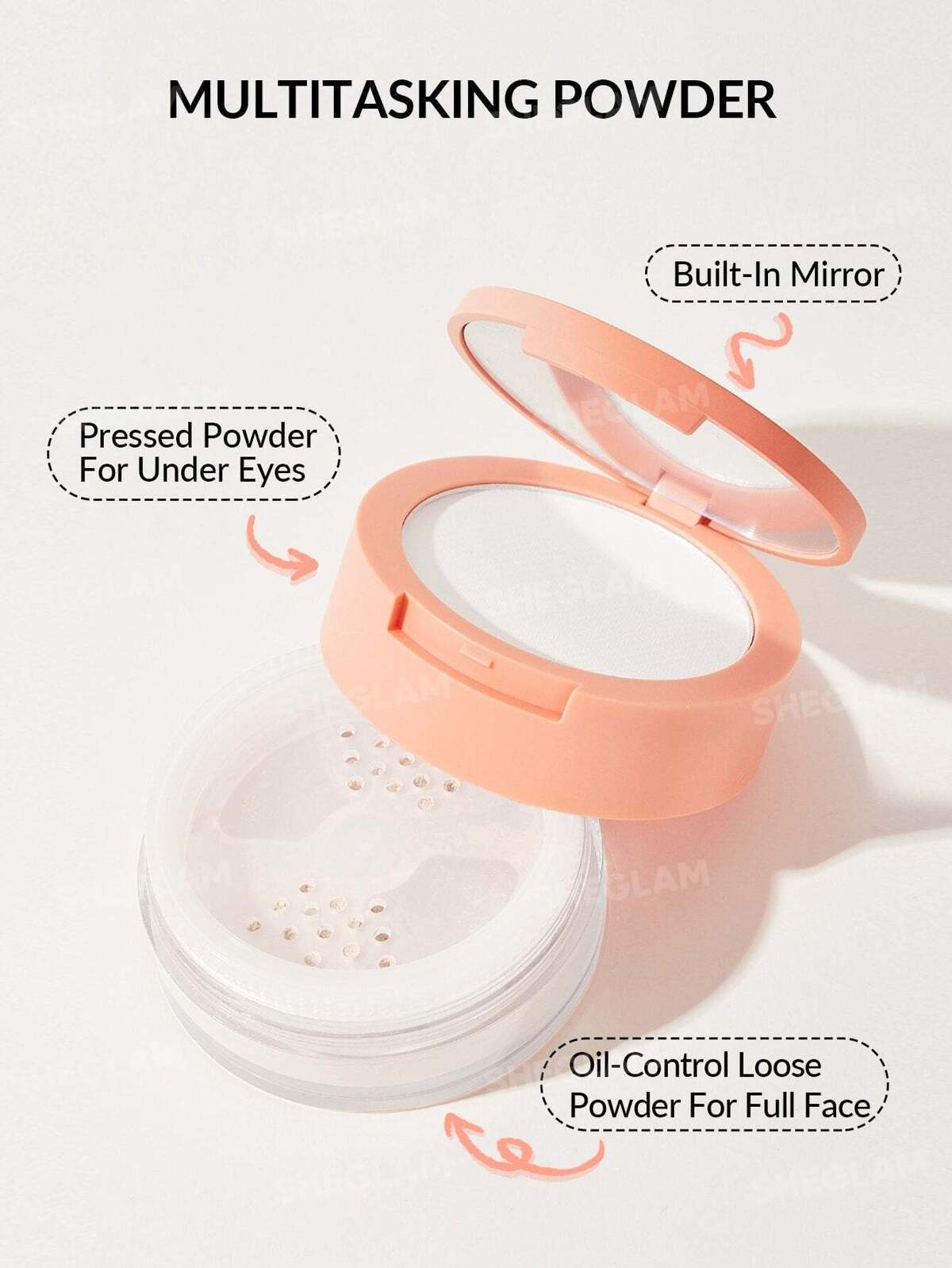 SHEGLAM Insta-Ready Face & Under Eye Setting Powder Duo-Translucent شيكلام باودر تثبيت للمكياج شفاف - Image 5