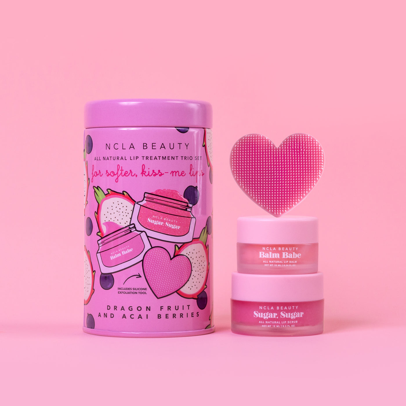 NCLA BEAUTY DRAGONFRUIT ACAI BERRIES LIP CARE SET + LIP SCRUBBER نگلا بيوتي مجموعة العناية بالشفاه - Image 2