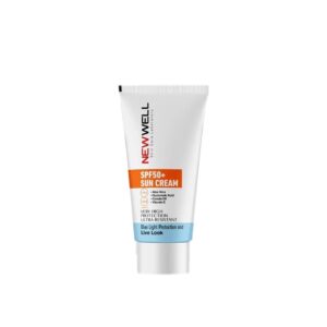 NEW WELL sun cream SPF50+ blue light protection and live look 50g كريم نيو ويل للوقاية من أشعة الشمس وحماية من الضوء الأزرق ومظهر حيوي