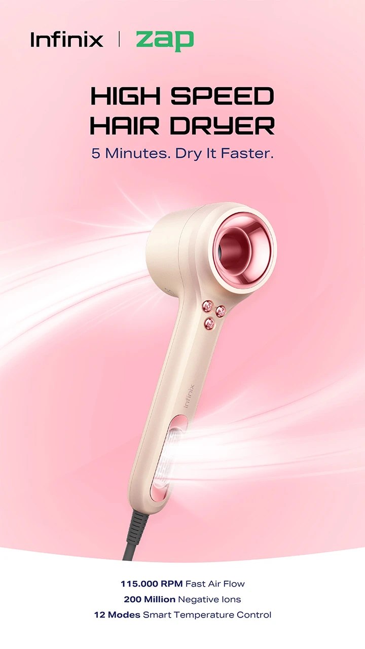 INFINIX Hair Dryer WY602 - Pink أنفنكس جهاز تجفيف الشعر - Image 7