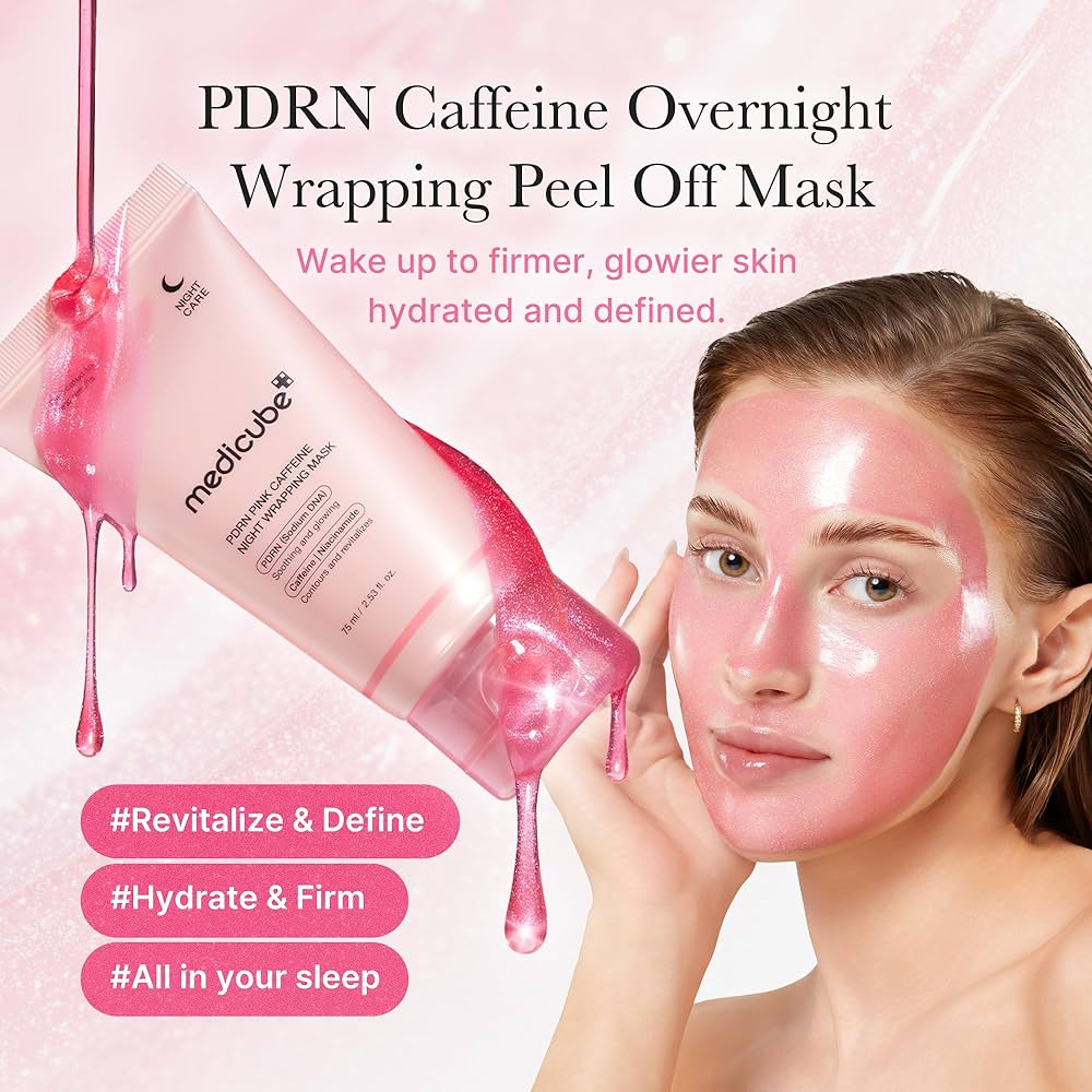 MEDICUBE PDRN Caffeine Overnight Wrapping Peel Off Facial Mask 75ml مدكيوب ماسك ليلي للبشرة - Image 3