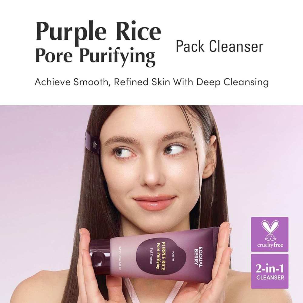 EQQUALBERRY Purple Rice Pore Purifying Pack Cleanser 130g ماسك الطين المنظف للمسام من الأرز الأرجواني - Image 2