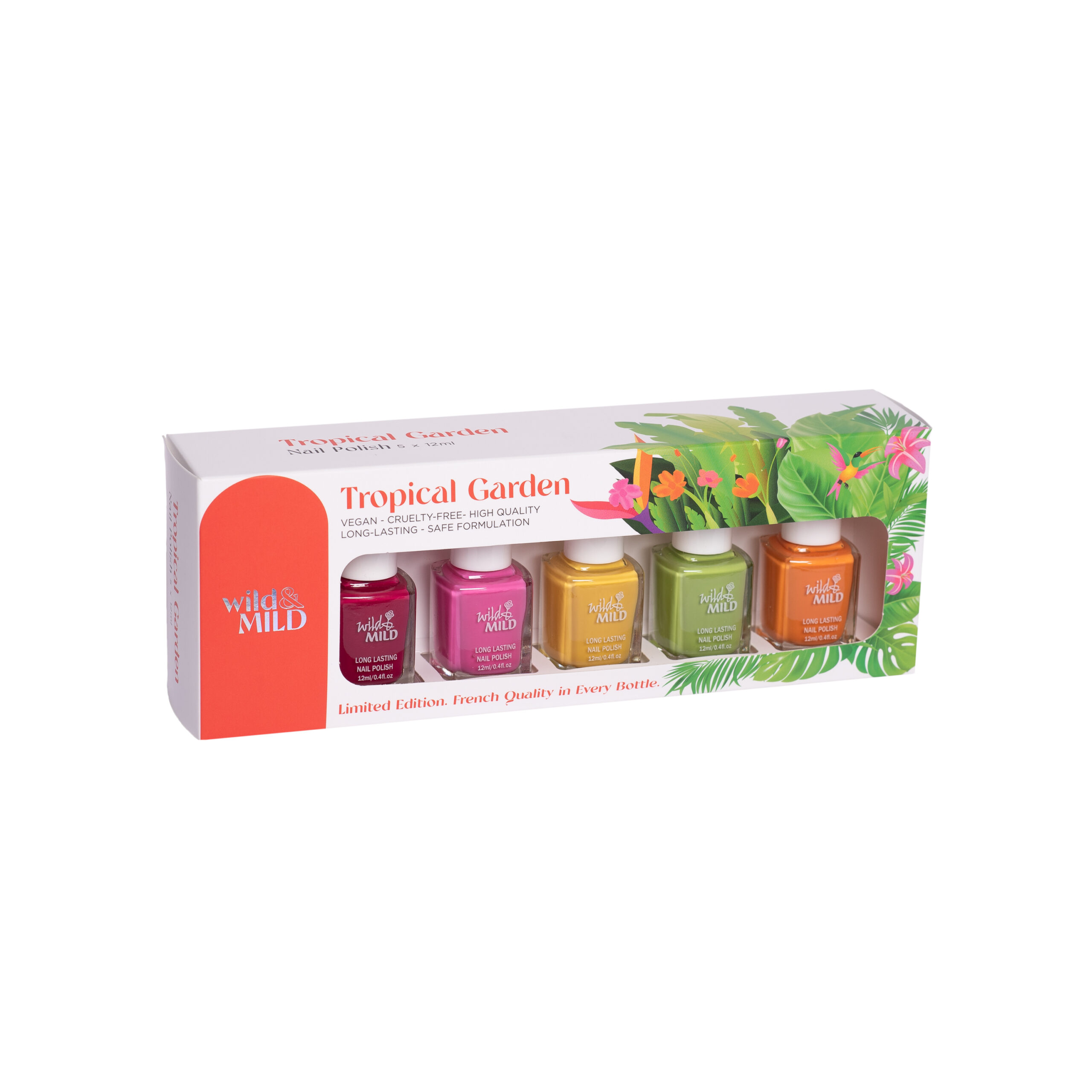 WILD & MILD Tropical Garden Nail Polish Set 5x12ml مجموعة طلاء أظافر الحديقة الاستوائية من وايلد اند مايلد - Image 2