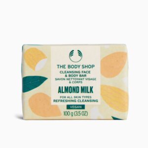 THE BODY SHOP CLEANSING FACE & BODY BAR ALMOND MILK صابونة منظفة للبشرة من ذا بدي شوب