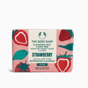 THE BODY SHOP STRAWBERRY CLEANSING FACE & BODY BAR 100g صابونة منظفه للوجه والجسم من ذا بدي شوب