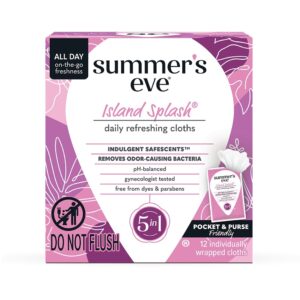 SUMMERS EVE Island Splash daily gentle cloths 12wipes سمر أيف مناديل صحية للمناطق الحساسه