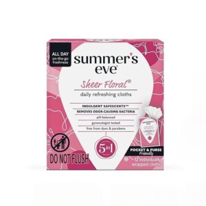 SUMMERS EVE Sheer Floral daily gentle cloths 12wipes سمر أيف مناديل صحية للمناطق الحساسه