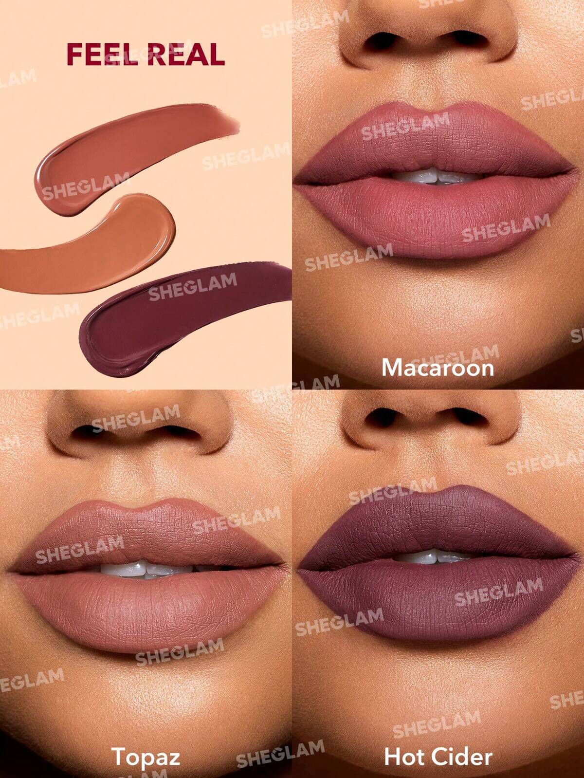 SHEGLAM MATTE ALLURE MINI LIQUID LIPSTICK SET - FEEL REAL سيت احمر شفاه من شيگلام - Image 4