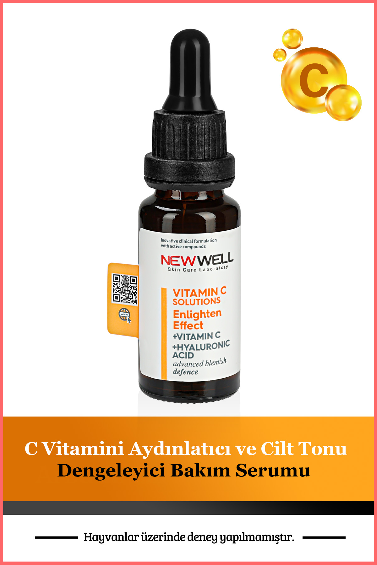 NEW WELL Vitamin C Brightening and Skin Tone Balancing Care Serum 20ml سيروم فيتامين سي من نيو ويل لتفتيح البشرة وموازنة لونها - Image 3