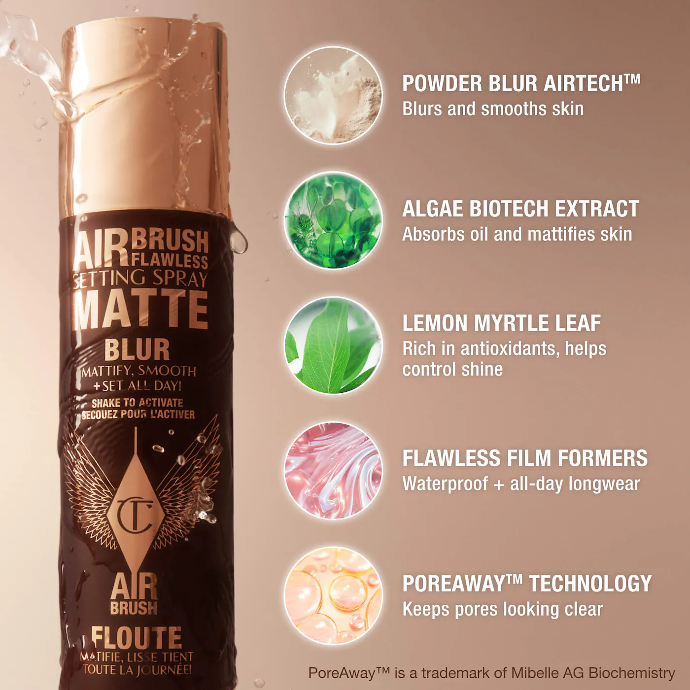 CHARLOTTE TILBURY AIRBRUSH FLAWLESS SETTING SPRAY matte blur 100ml رذاذ تثبيت مثالي من شارلوت تيلبري - Image 4