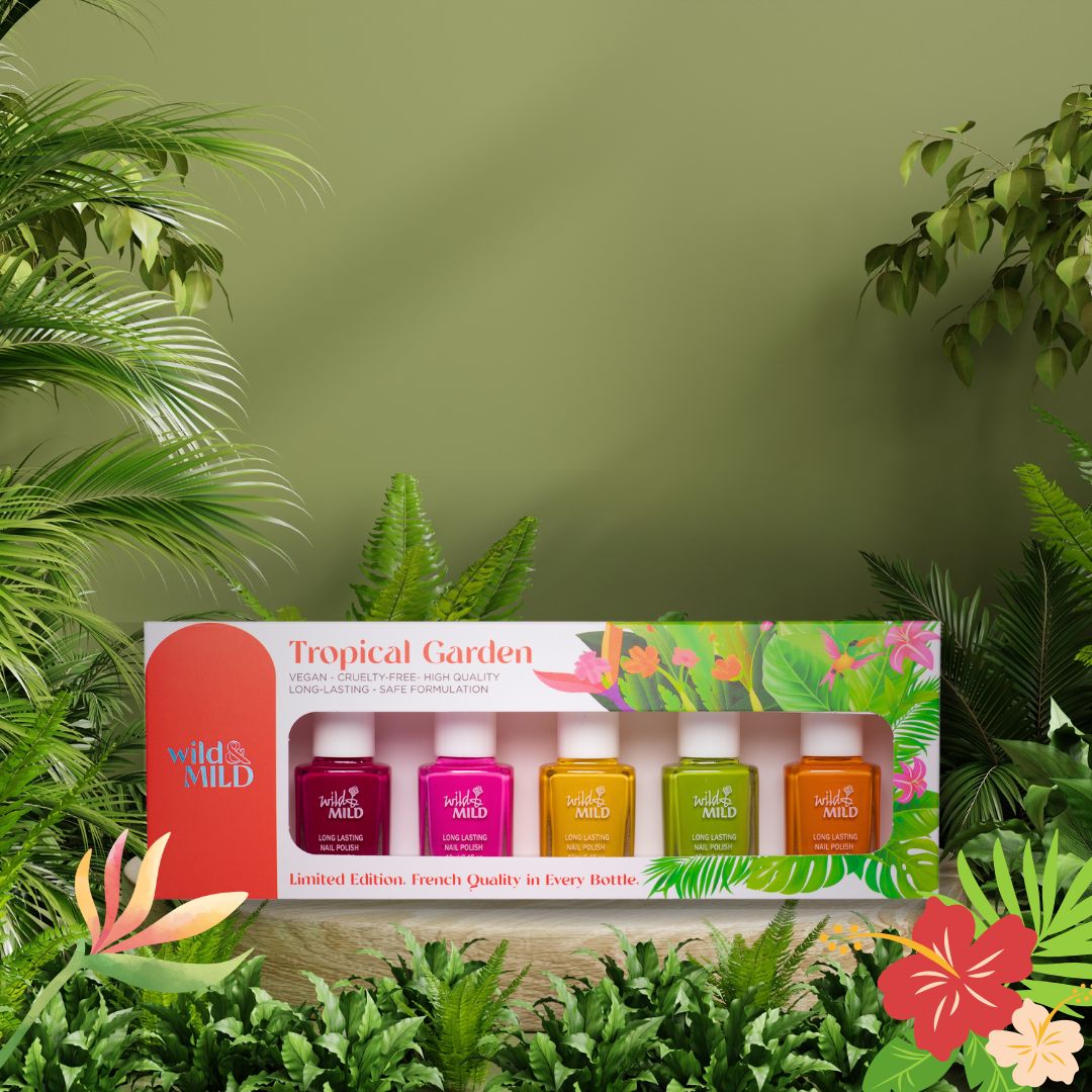 WILD & MILD Tropical Garden Nail Polish Set 5x12ml مجموعة طلاء أظافر الحديقة الاستوائية من وايلد اند مايلد - Image 3