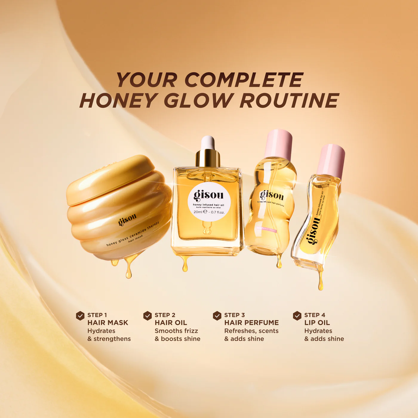 GISOU Glow All The Way Set مجموعة العناية بالشعر الرباعية من جيسو - Image 3
