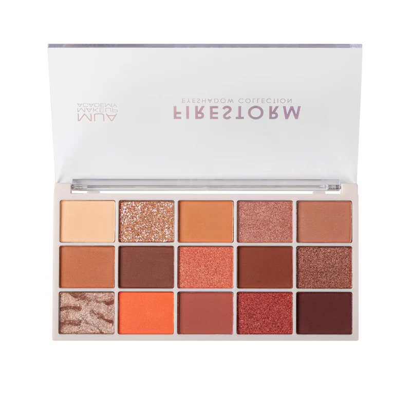 MUA MAKEUP ACADEMY 15 Shade Eyeshadow Palette - FIRESTORM لوحة ظلال العيون المكونة من 15 لونًا من موا - Image 2