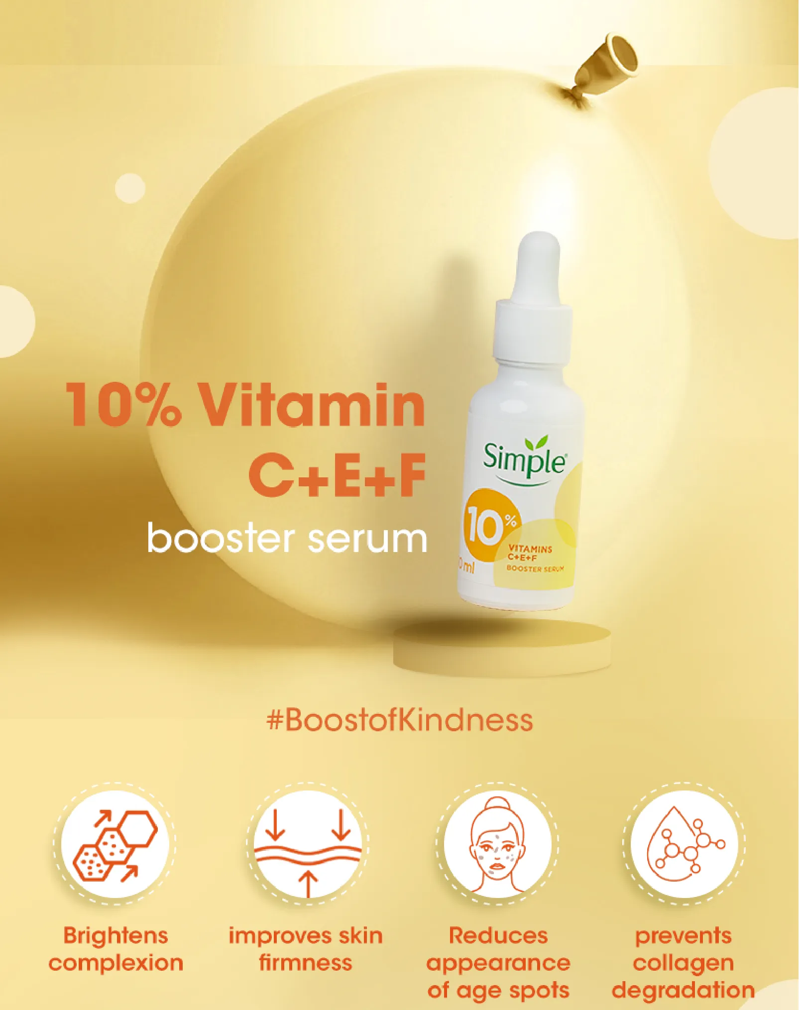 SIMPLE Booster Serum 10% Vitamins C + E + F 30ml سيروم للبشرة من سمبل - Image 3
